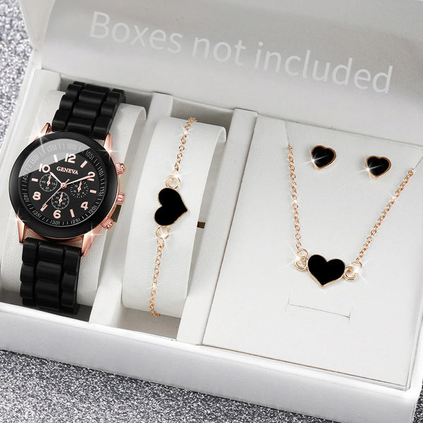 Women Watches Fashion Silicone Band Women Quartz Watches Jewelry Set Reloj Mujer Girls Clock Gift (Without Box)