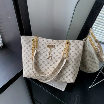 Luxury Plaid Tote Bag for Women – Soft PU Leather, Large Capacity & Elegant Tassel Shoulder Handbag