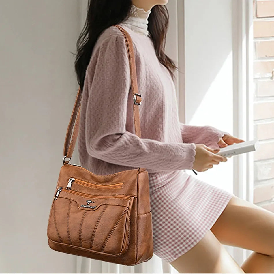 Soft Leather Women Bag Branded Designer Ladies Handbag Purses Luxury Female Shoulder Bag Large Capacity Crossbody Bags Sac