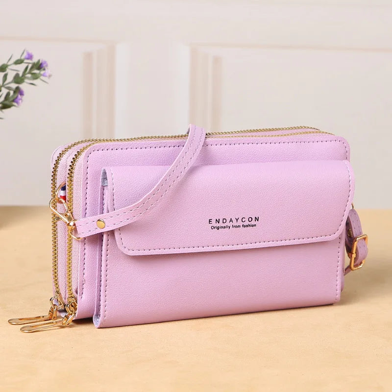 2024 New Women's Crossbody Bag Korean Edition Fashion Shoulder Bag Versatile Large Capacity Double Zipper Phone Bag