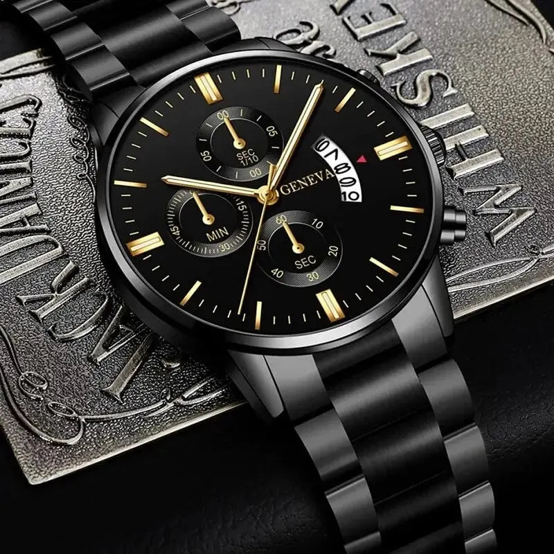Men Stainless Steel Watch Luxury Calendar Quartz Wrist Watch Mens Business Watches for Man Clock Montre Homme